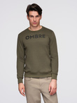 Classic men's sweatshirt with inscription - dark olive V2 B1711