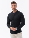 Men's cotton SLIM FIT shirt with stand-up collared collared stripes - black V4 OM-SHCS-0178 