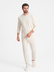 Męski dresowy komplet bluza + spodnie – kremowy V11 Z78
