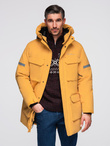 Men's long insulated jacket with reflective elements - yellow V2 OM-JALJ-0169