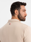 Men's SLIM knit jacket with subtle texture - beige V5 OM-BLZB-0101