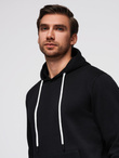 Bluza męska dresowa BASIC kangurka z kapturem - czarna V5 B1674