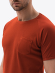 T-shirt męski bez nadruku - ceglasty S1182