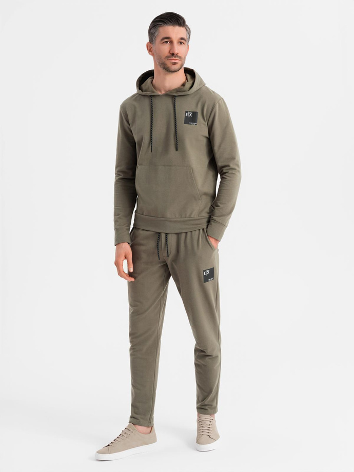 Men's sweatshirt set hoodie + sweatpants - olive V4 Z107 