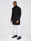 Men's coat with asymmetrical fastening and high collar - light brown V4 OM-COWC-0120