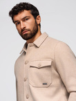 Men's lightweight fleece jacket with viscose - beige V1 OM-JANP-0199