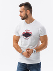 T-shirt męski z nadrukiem - biały V-21B S1434
