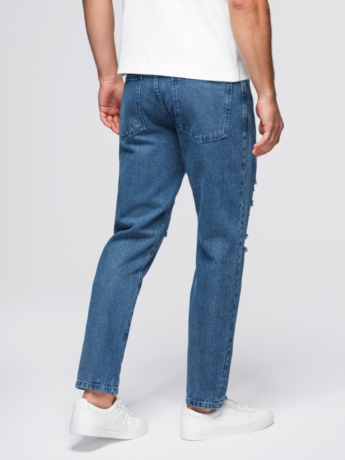 Men's denim pants CARROT FIT with rubbing - blue V2 OM-PADP-0250