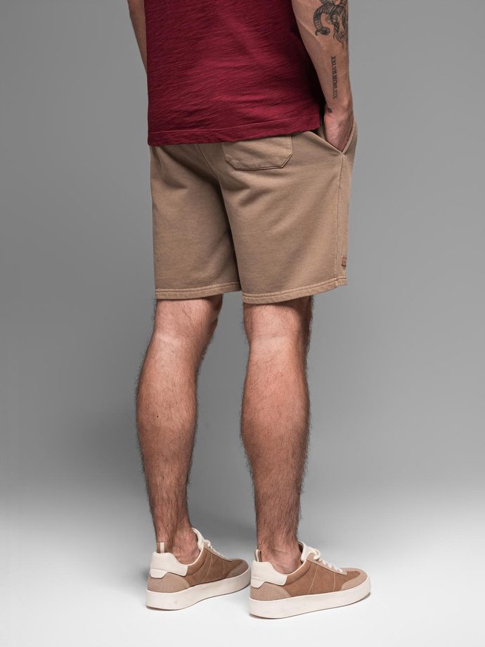 RELAXED FIT men's athleisure style short sweat shorts - light brown V2 OM-SRWS-0122