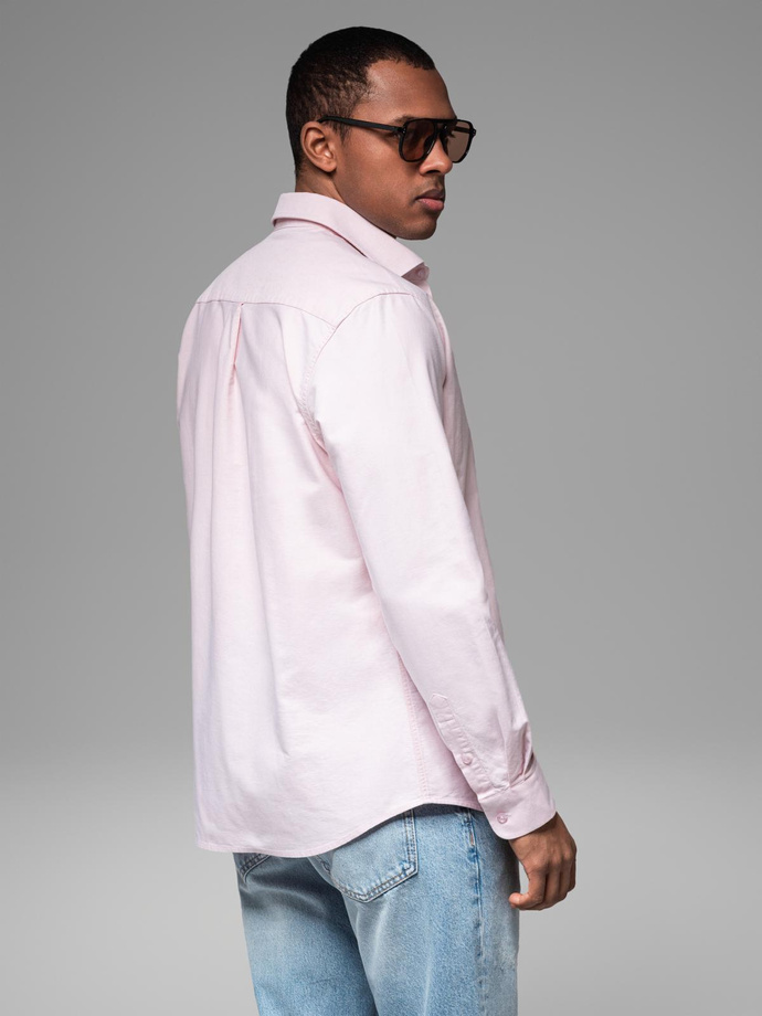 Cotton pastel men's oxford shirt - light pink V1 OM-SHOS-0183