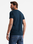 Men's cotton t-shirt with double logo - navy blue V3 OM-TSPT-0210 