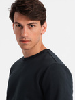 BASIC men's cotton sweatshirt set unbuttoned sweatshirt + joggers - black V9 Z84