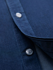 Men's denim shirt with lyocell and embroidery on chest - dark blue V1 OM-SHDS-0180