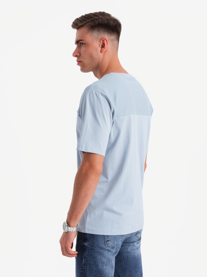 Men's LOOSE FIT t-shirt with pocket - blue V4 OM-TSCT-0171 