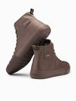 Men's high-top sneakers with decorative toe - brown V4 OM-FOTH-0157