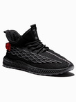Męskie lekkie buty sneakersy sznurowane - czarne V3 OM-FOKS-0141