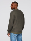 Knitted monochrome men's viscose cardigan - navy blue V1 OM-SWCD-0126