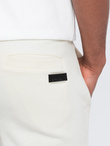 Men's pre-knee BASIC sweat shorts - cream V5 OM-SRBS-0149 