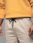 Men's knitted joggers with cargo pockets - cream V1 OM-PAJO-0199