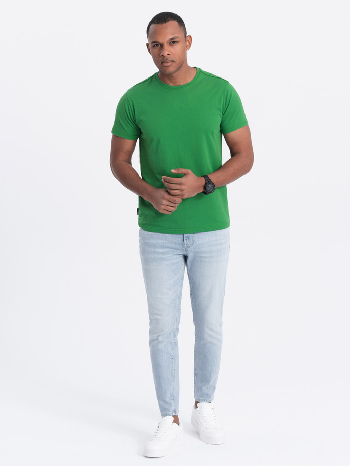 T-shirt męski klasyczny bawełniany BASIC - zielony V20 OM-TSBS-0146