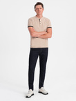Men's collarless polo shirt - beige V5 OM-TSCT-0156