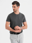 Męski klasyczny bawełniany T-shirt BASIC - grafitowy V15 OM-TSBS-0236