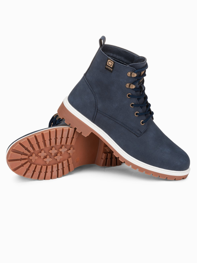 Buty męskie zimowe trapery - granatowe V3 T314