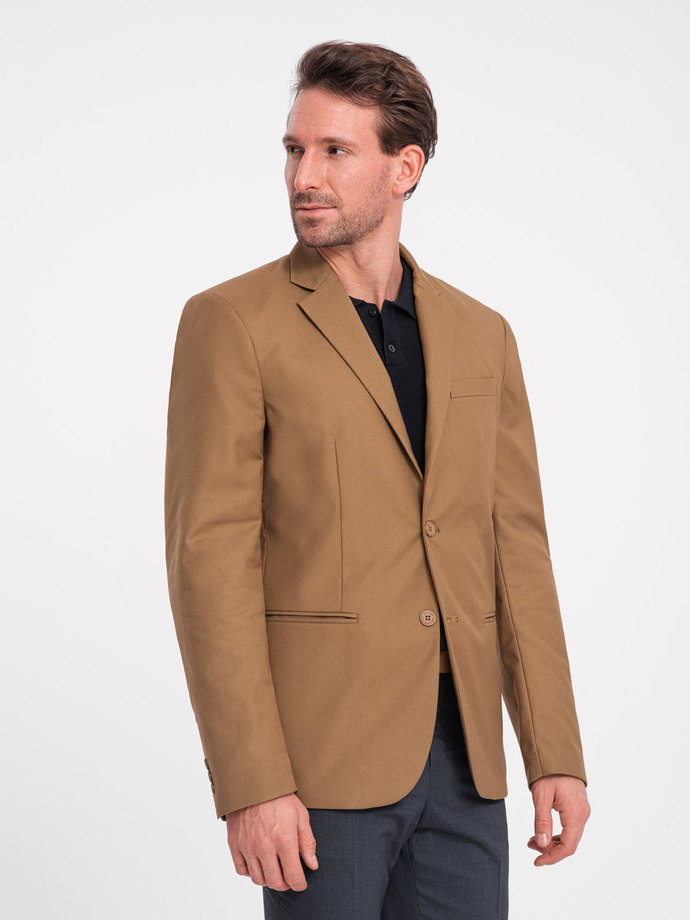 Classic men's jacket with pillowcase pocket - caramel V2 OM-BLZB-0115