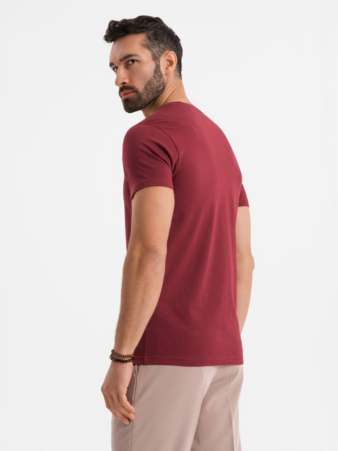 Classic BASIC men's cotton T-shirt - maroon V16 OM-TSBS-0236