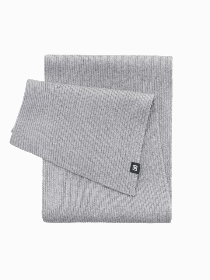 Men's monochrome ribbed knit scarf - grey V2 OM-ACSF-0119