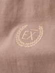 Men's cotton longsleeve with striped U neckline and embroidery - brown V6 OM-LSCL-0128