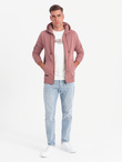 Rozpinana bluza męska dresowa BASIC – ciemnoróżowa V4 OM-SSBZ-0160