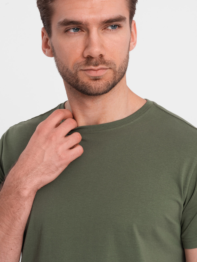 BASIC men's classic cotton T-shirt - khaki V6 OM-TSBS-0146