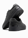 Casualowe jednolite buty męskie z eko nubuku – czarne V4 OM-FOCS-0151