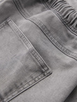 Men's denim short shorts with decorative stitching - light grey V1 OM-SRDS-0135