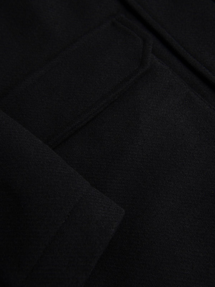 Men's insulated coat with hood and concealed zipper - black V1 OM-COWC-0110