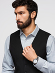 Elegant men's SLIM FIT herringbone vest - black V3 OM-BLZV-0143