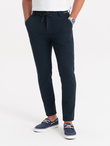 Men's knitted pants with elastic waistband - navy blue V3 OM-PACP-0116
