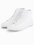 Men's high-top sneakers with zipper for easy on - white V2 OM-FOTH-0184