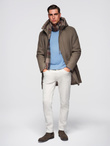 Men's insulated coat with hood and concealed zipper - black V1 OM-COWC-0110