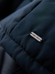 Men's quilted jacket with high zipped hood - black V1 OM-JAHP-0238