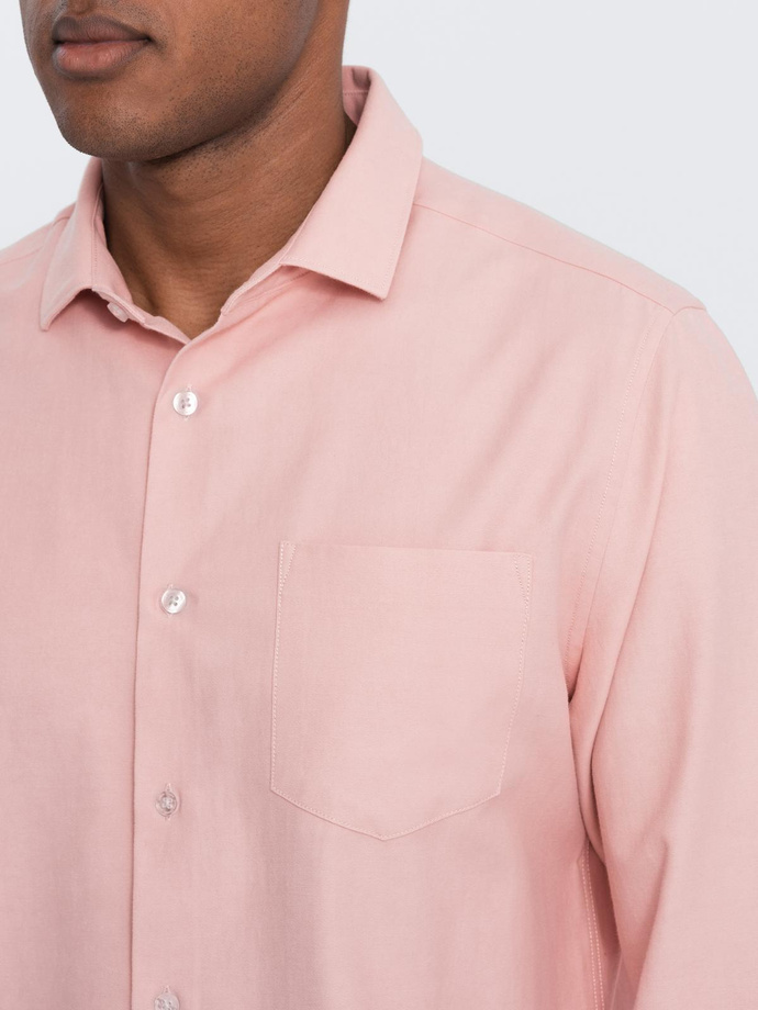 Men's REGULAR FIT shirt with pocket - pink V5 OM-SHCS-0148