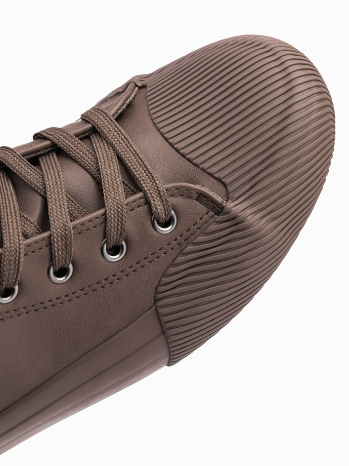 Men's high-top sneakers with decorative toe - brown V4 OM-FOTH-0157