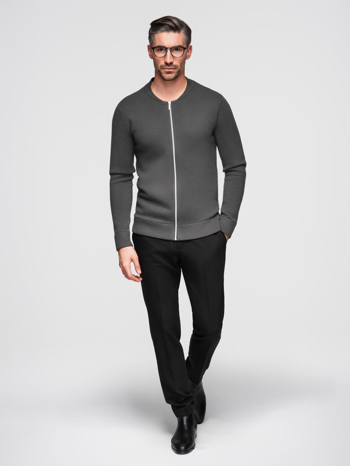 Men's plain zip sweater - graphite V2 OM-SWZS-0146