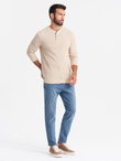 Men's CARROT FIT denim pants with subtle rubbing - blue V1 OM-PADP-0162
