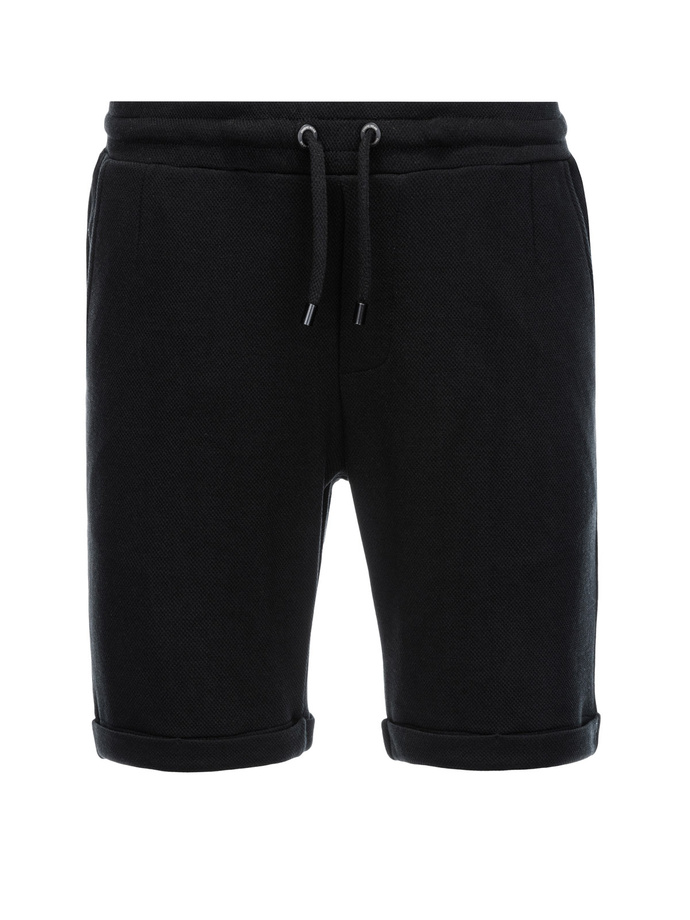 Men's knit shorts with elastic waistband - black V2 OM-SRCS-0107