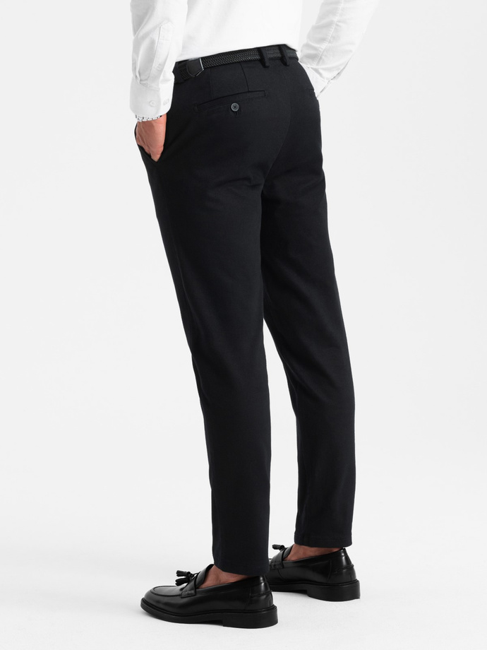 Spodnie męskie chino SLIM FIT z  delikatną teksturą - czarne V5 OM-PACP-0190