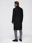 Men's coat with asymmetrical fastening and high collar - light brown V4 OM-COWC-0120