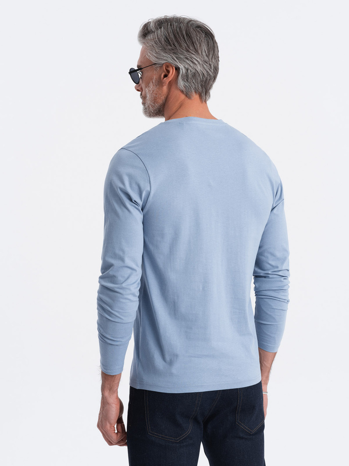 Men's unprinted longsleeve with a crew neckline - blue denim V9 OM-LSBL-0108 
