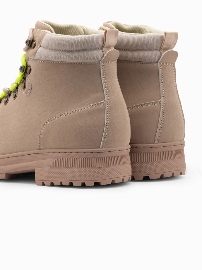 Men's winter trekking boots with contrasting laces - sand V1 OM-FOBO-0132